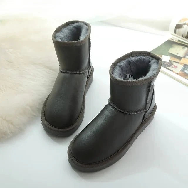 Women's Sheepskin Ankle Boots – Genuine Fur, Warm Slip-On