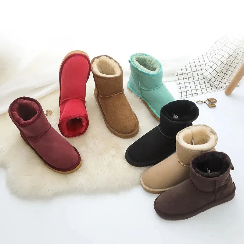 Women's Sheepskin Ankle Boots – Genuine Fur, Warm Slip-On