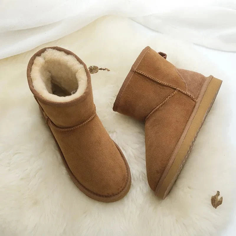 Women's Sheepskin Ankle Boots – Genuine Fur, Warm Slip-On