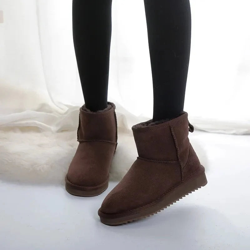 Women's Sheepskin Ankle Boots – Genuine Fur, Warm Slip-On