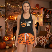 Halloween Pyjamas Dame Sæt – Græskar & Kranie Nattøj med Shorts