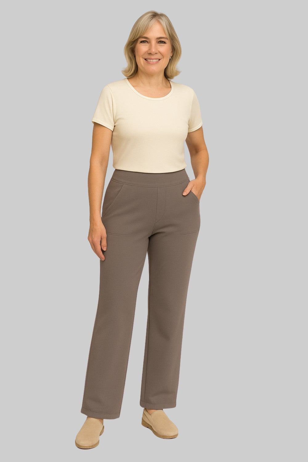 High Waist Wide Leg Stretch Trousers Women