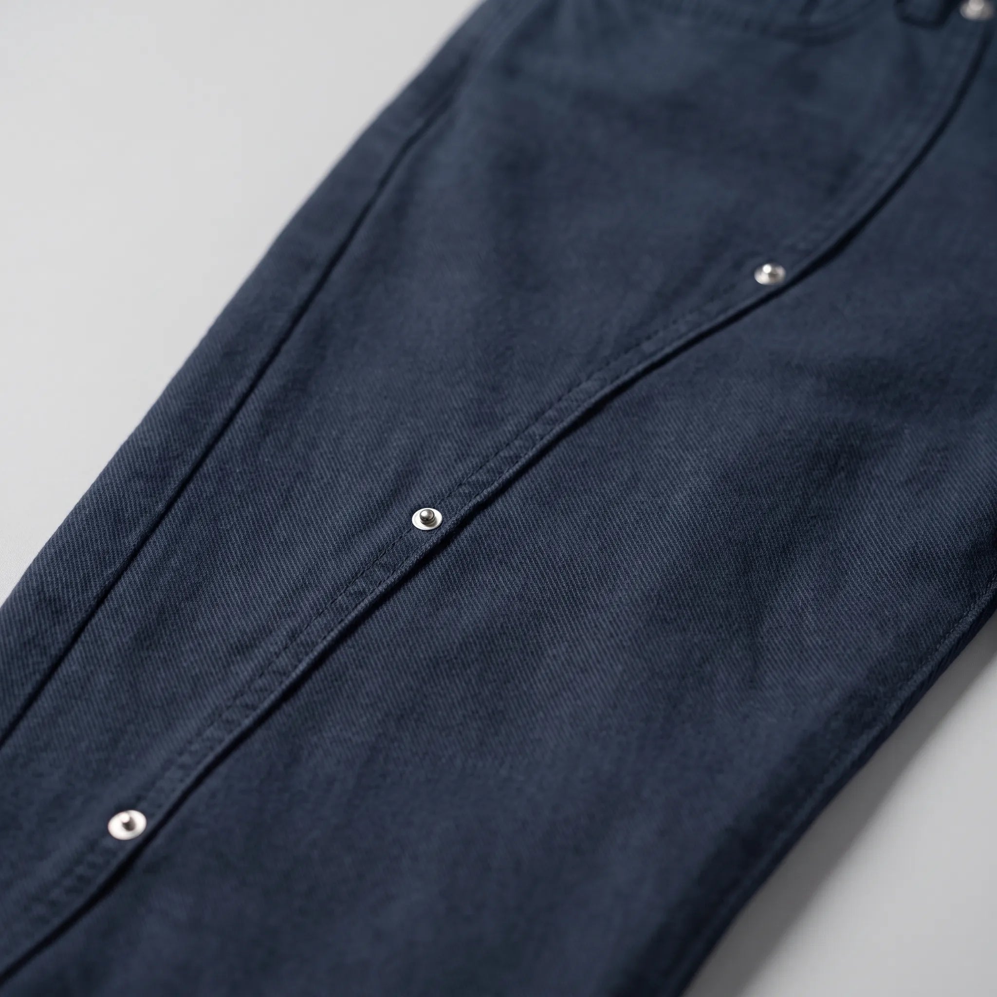 Baggy Jeans Dame Vide Ben – Buede Sømme med Knapper, Mørkeblå