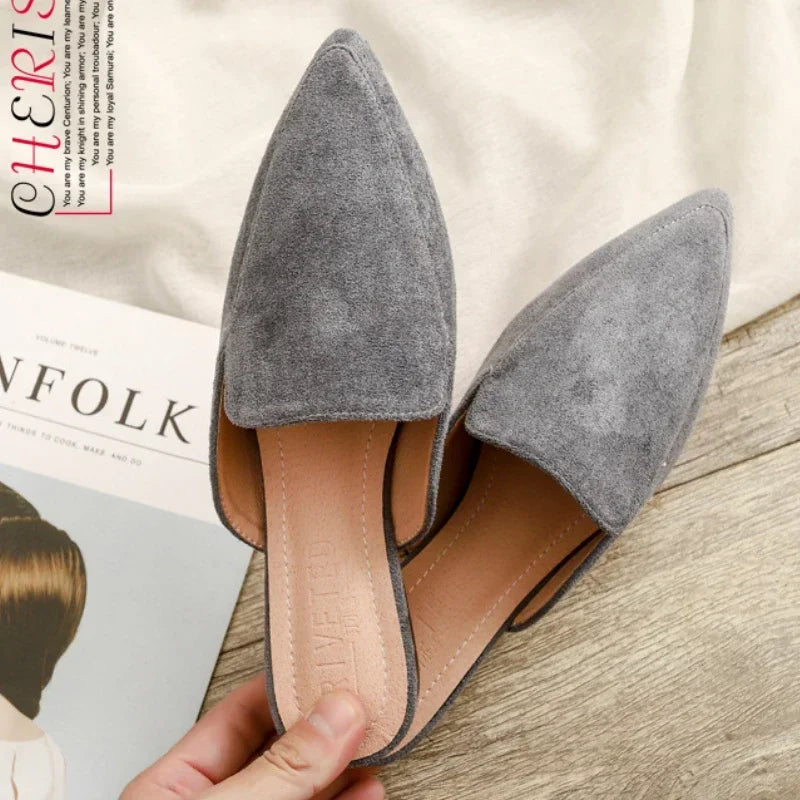 Casual Mules Dame – Spids Tå Slip-On med Blokhæl