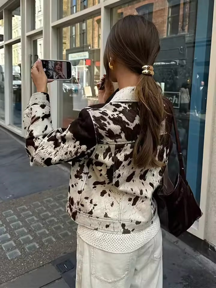Stella | Vinterjakke Dame med Boxy Silhuet & Grafisk Koprint | Let og Trendy Lag til Efterårsbrug 3