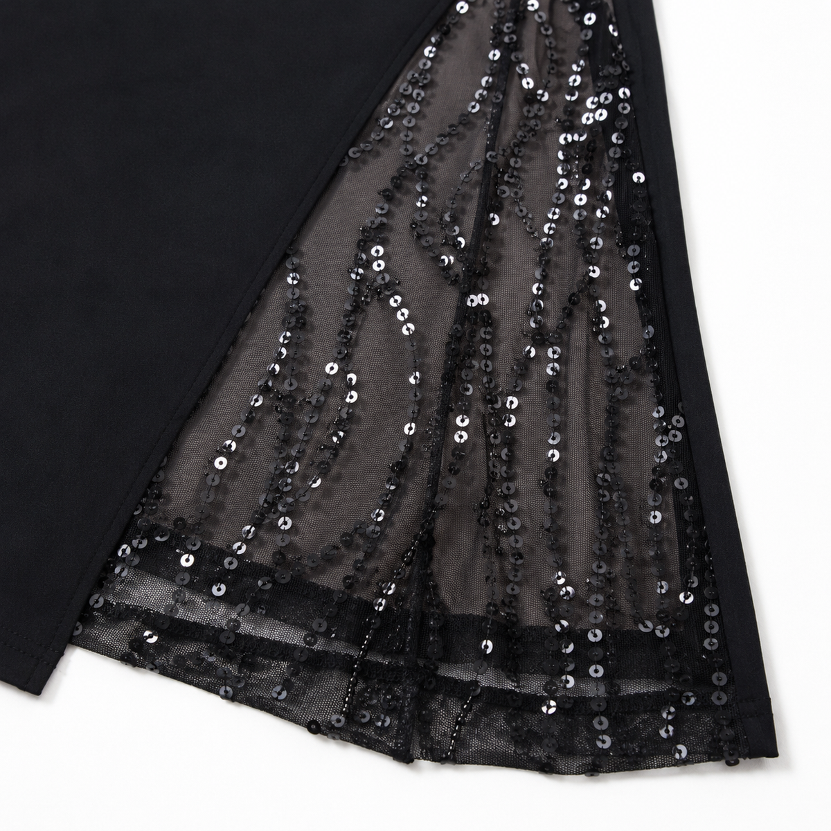 Cekinowa Sukienka Damska Czarna – Maxi Wizytowa Sukienka Wieczorowa