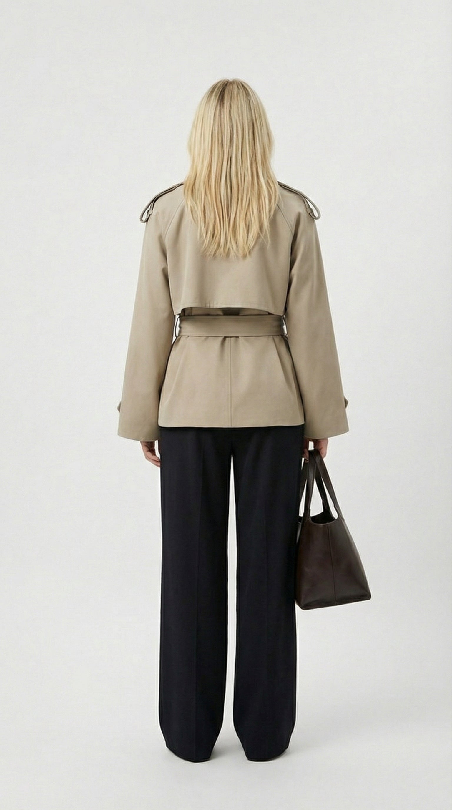 Colette Khaki Kort Trenchcoat Dame – Med Bælte, Figursyet
