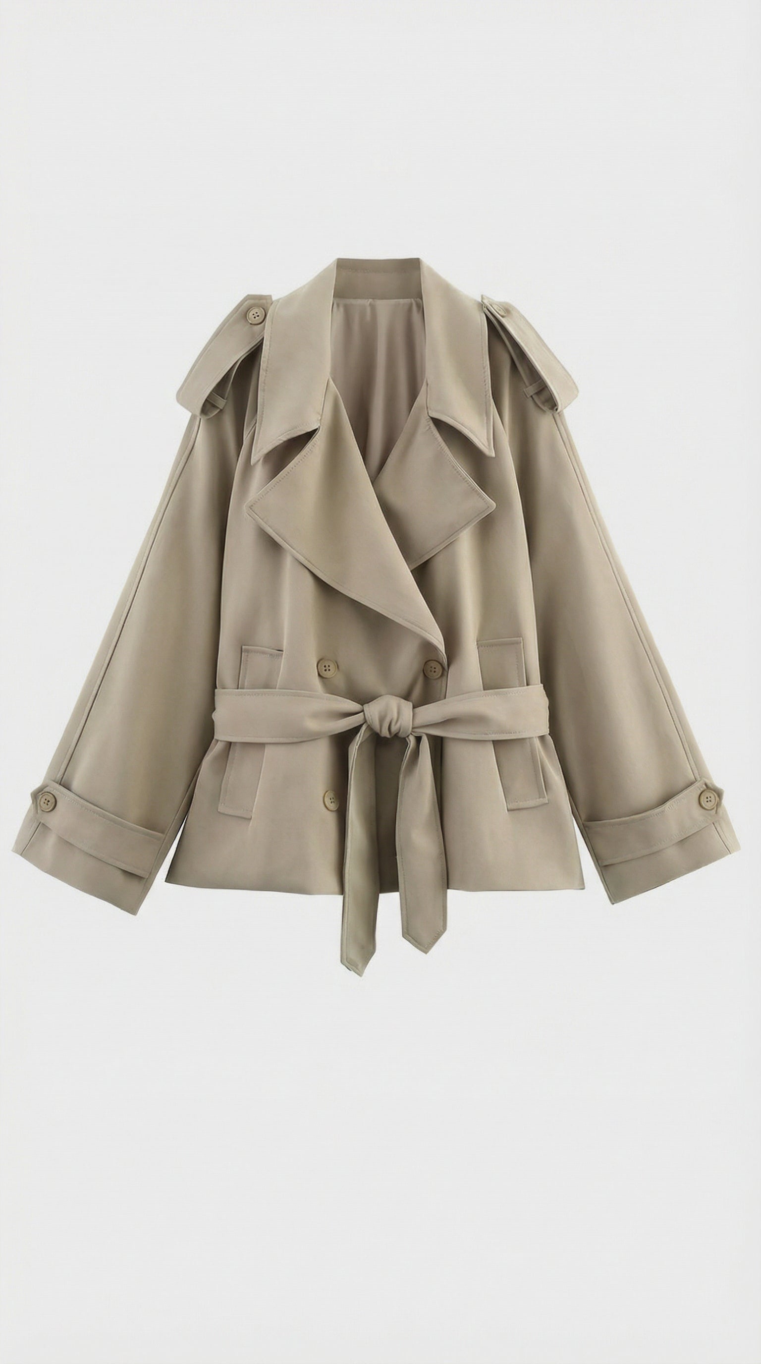 Colette Khaki Kort Trenchcoat Dame – Med Bælte, Figursyet