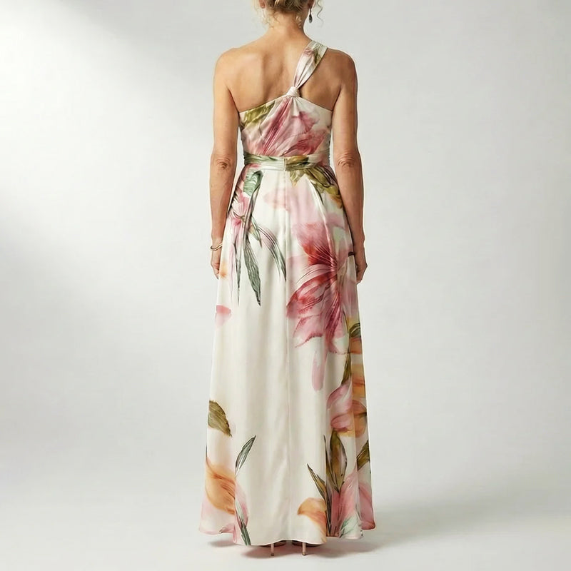 Blomstret Halterneck Maxikjole Dame – Snoet Hals A-facon