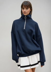 Women's Relaxed Half-Zip Jumper – Oversized, Ring Pull