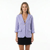 Nanna Sommer Bomuld-Hør Blazer Dame – Relaxed Fit med Enkeltknap