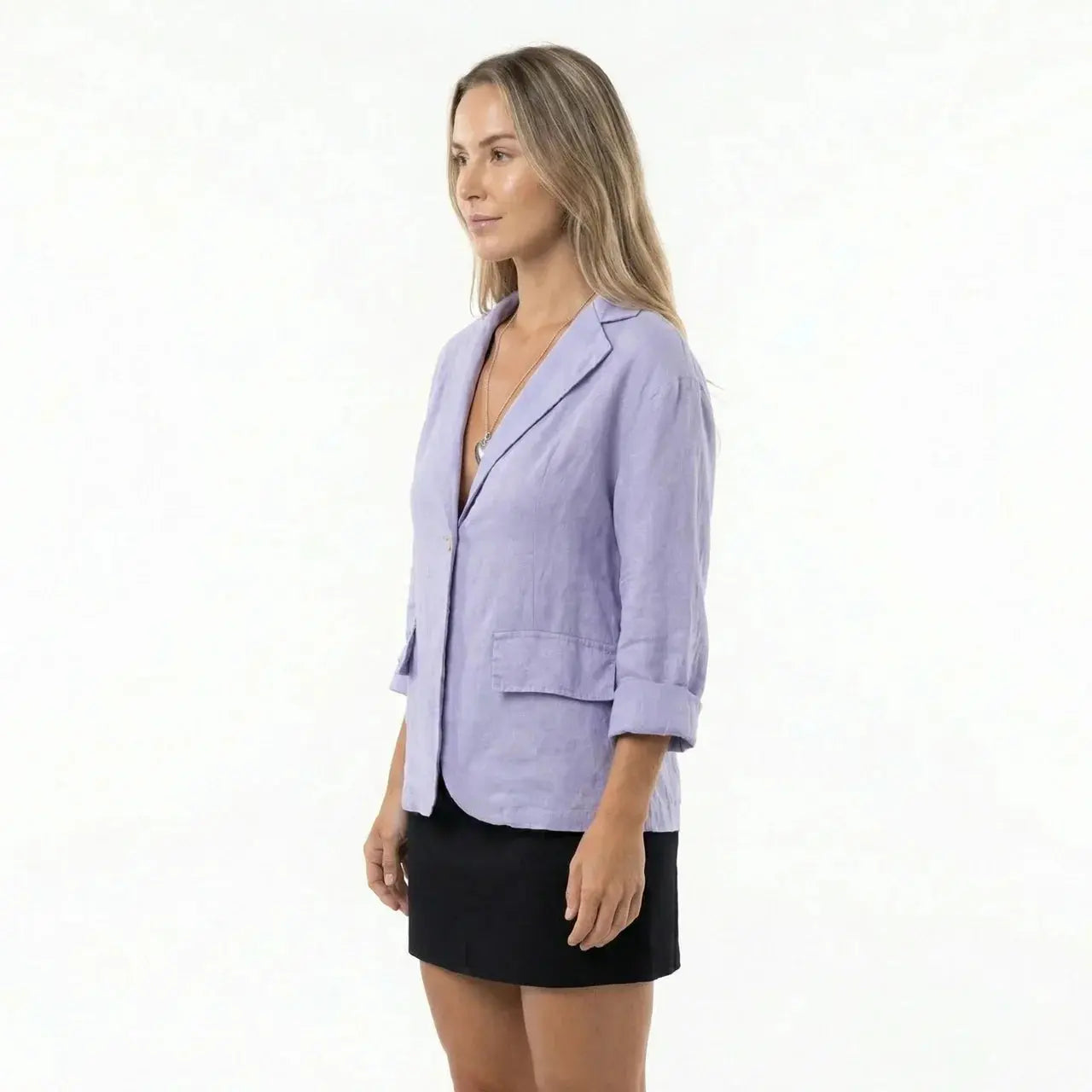 Nanna Sommer Bomuld-Hør Blazer Dame – Relaxed Fit med Enkeltknap  Panorla