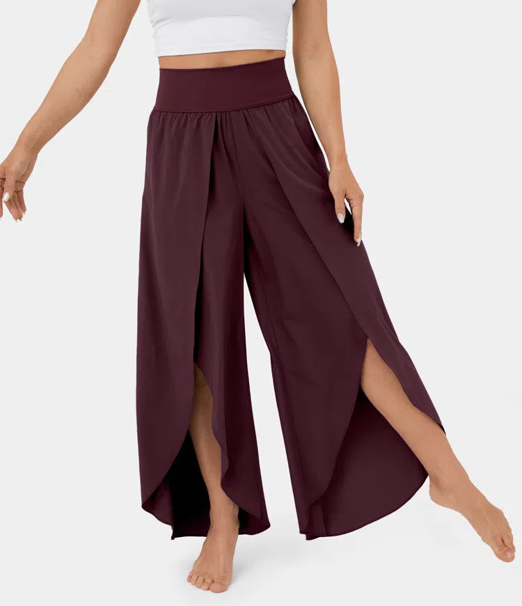 Wide Leg Pants Women High Waist – Split Hem Flowing Pants for Summer