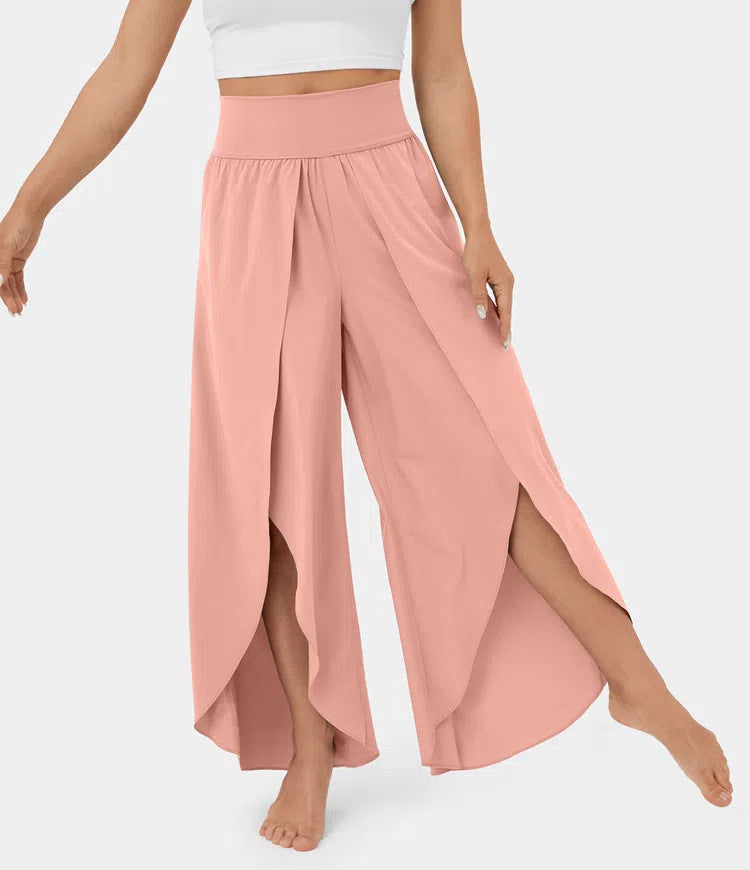 Wide Leg Pants Women High Waist – Split Hem Flowing Pants for Summer