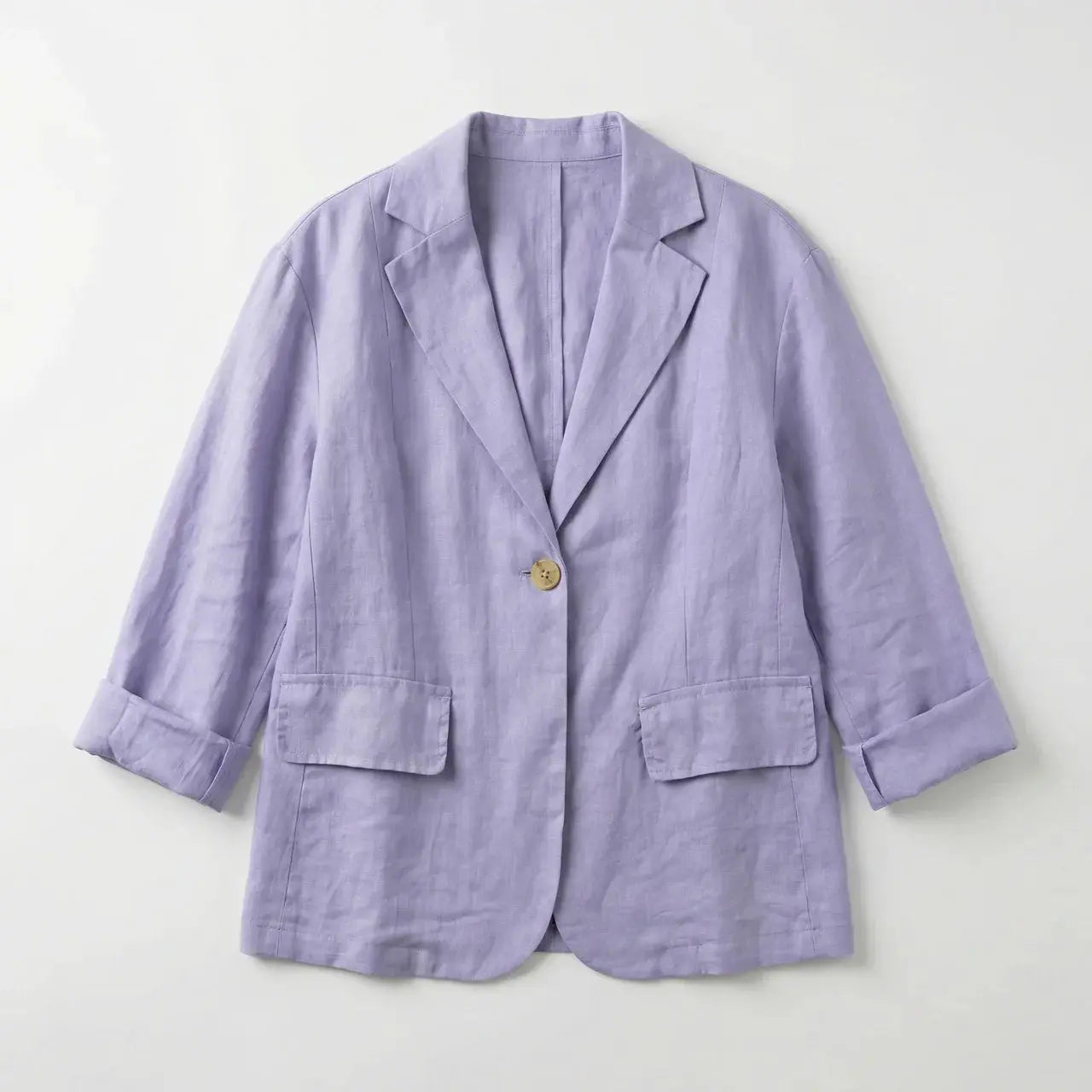 Nanna Sommer Bomuld-Hør Blazer Dame – Relaxed Fit med Enkeltknap  Panorla