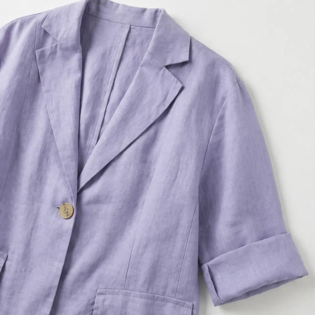Nanna Sommer Bomuld-Hør Blazer Dame – Relaxed Fit med Enkeltknap  Panorla