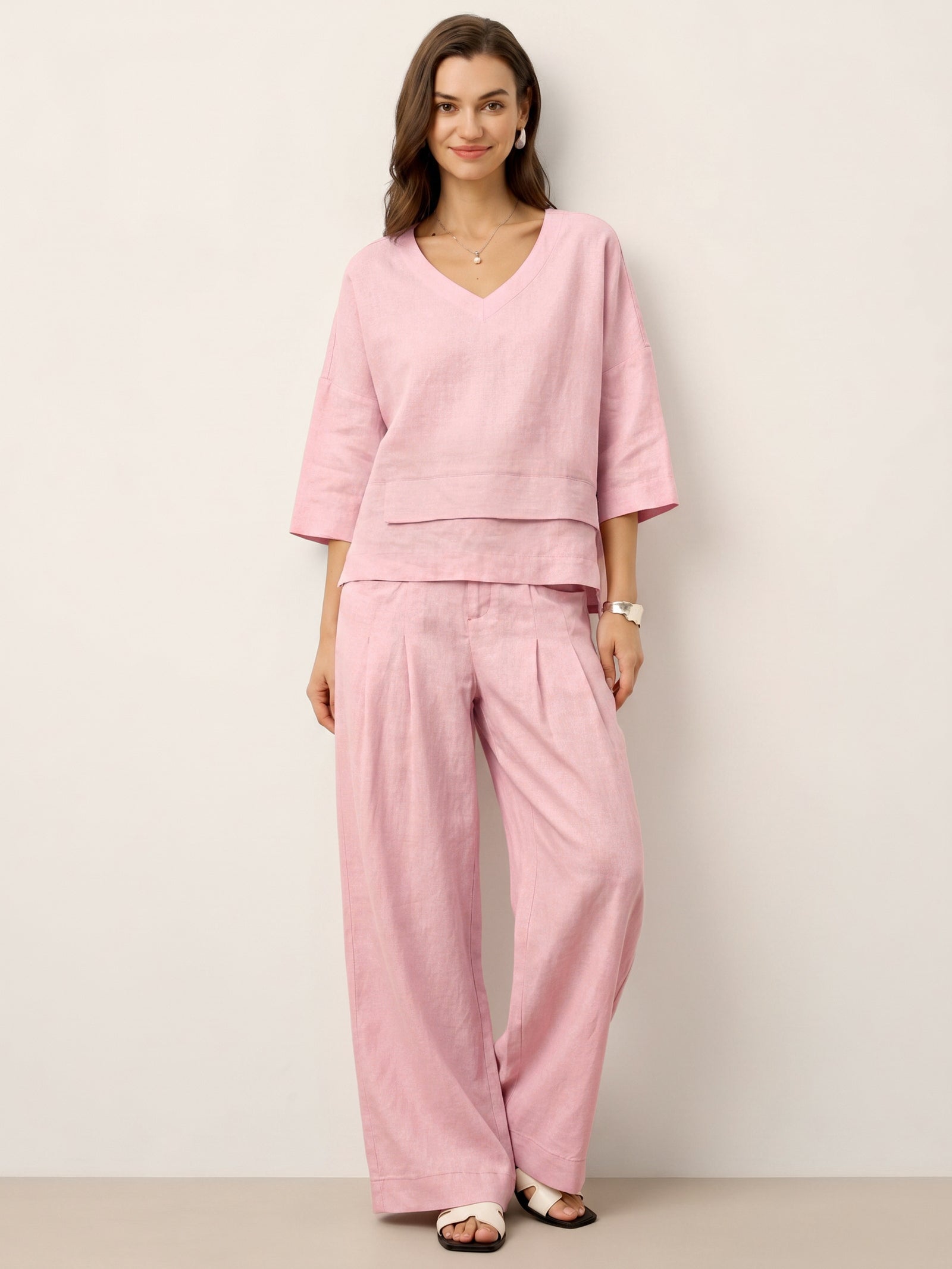 Viola Hørtop Dame – Drop Shoulder med Asymmetrisk Lag-kant