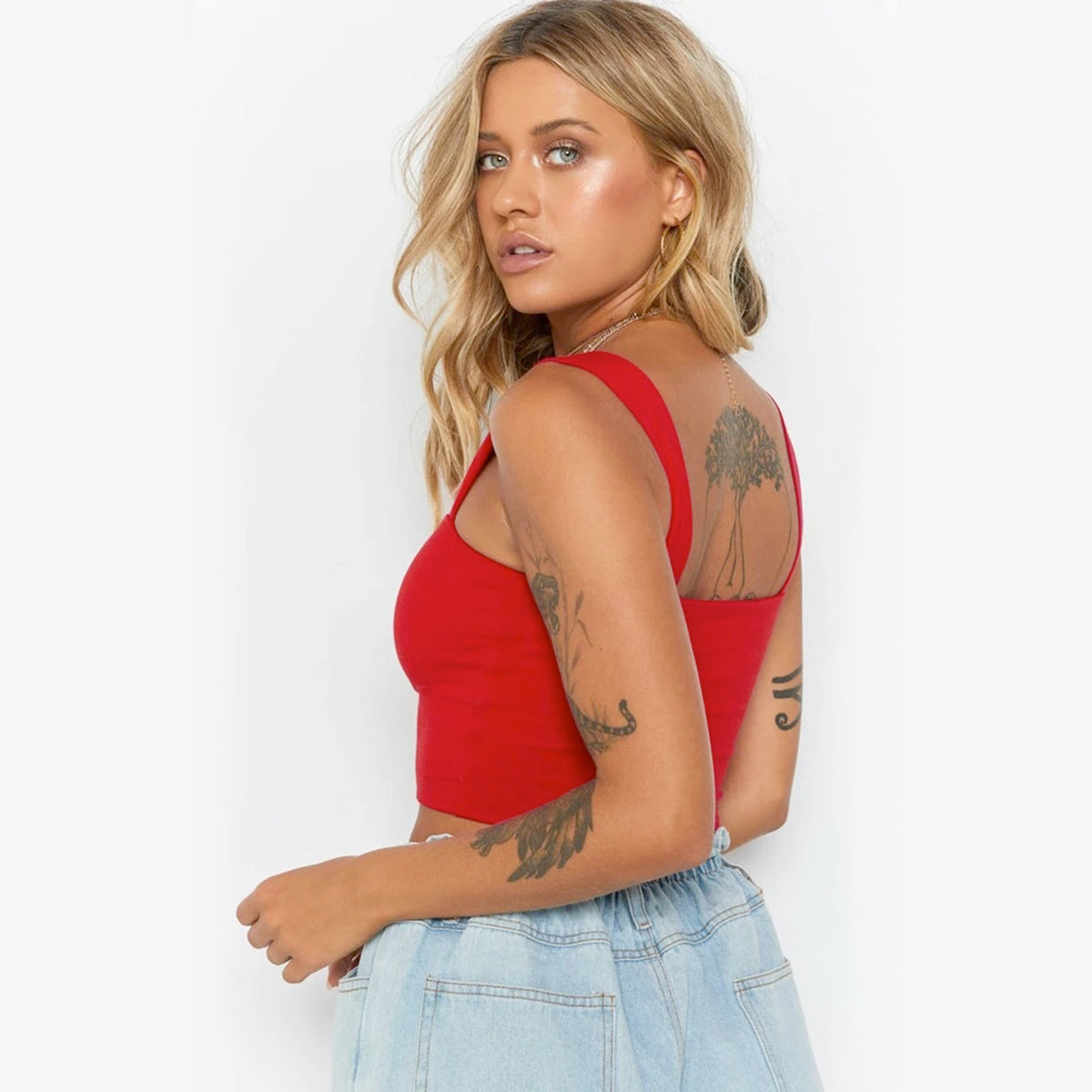 Square Neck Crop Top Women Sleeveless – Cropped Summer Top