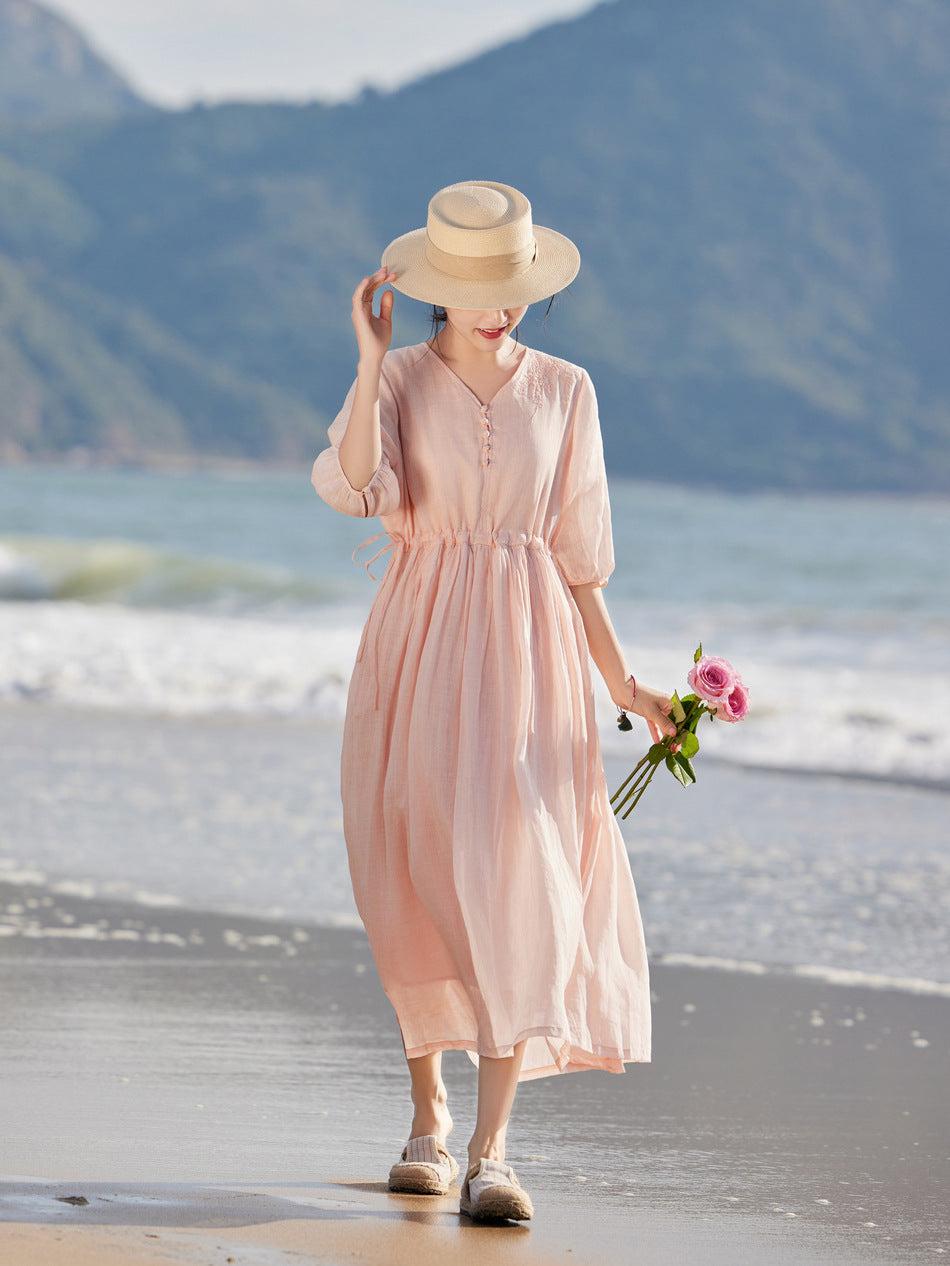 Let Maxikjole Dame Lyserød – Elegant Sommerkjole