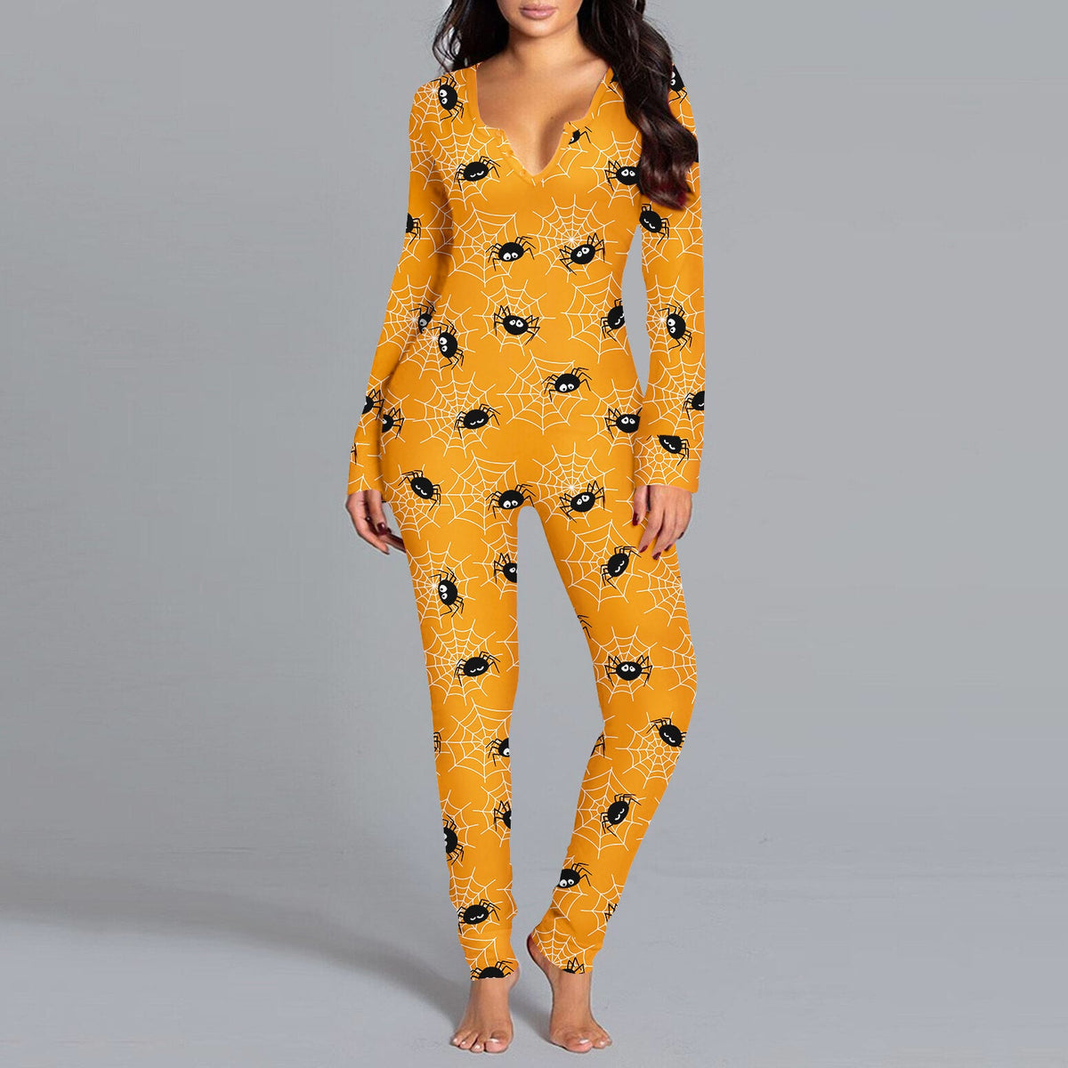 Halloween Jumpsuit Dame – Langærmet Onesie med Print