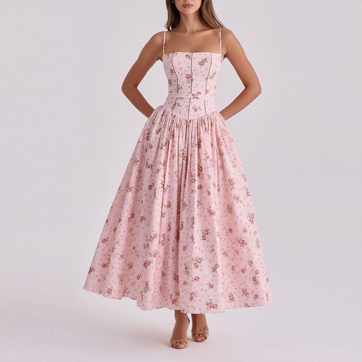 Blomstret Maxikjole Dame – Sommerkjole med Print