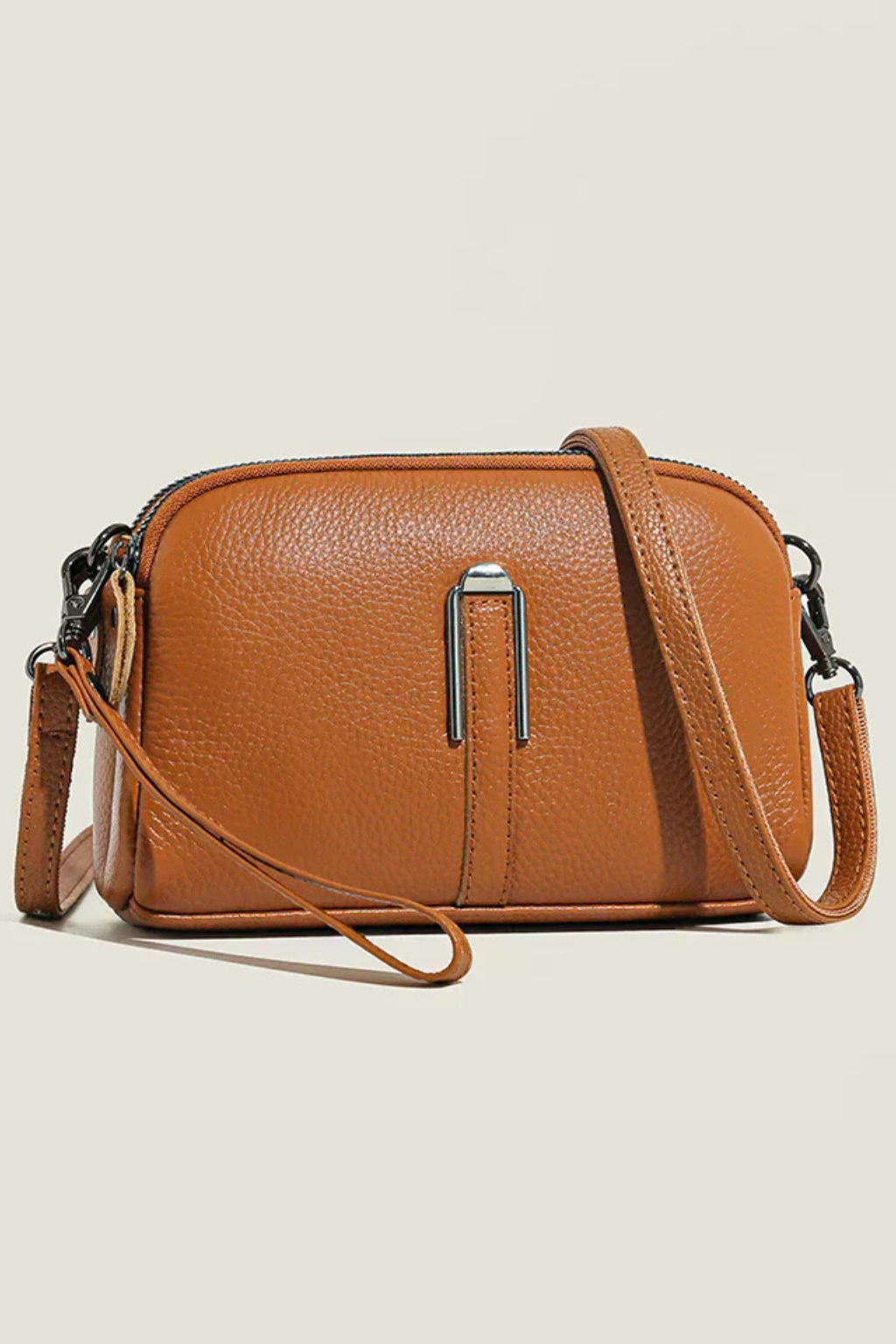 Kompakt Crossbody Taske Dame med Dobbelt Lynlås og Justerbar Rem | Ideel til Hverdagsbrug 2