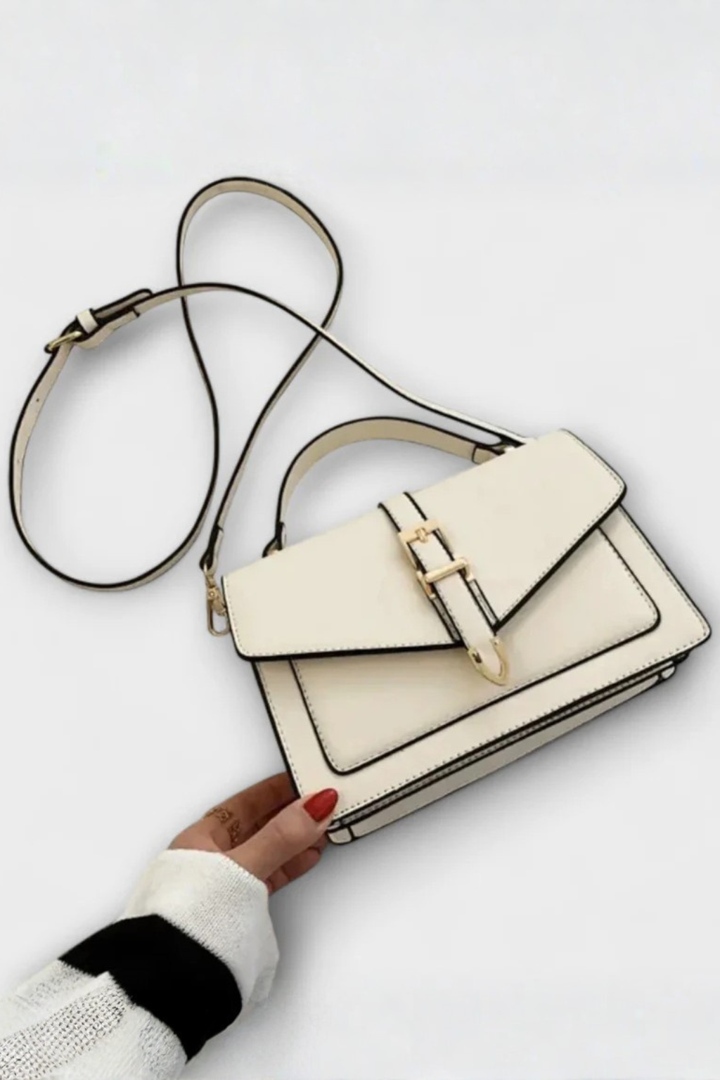 Elegant Crossbody Taske Dame med Struktureret Design & Guldfarvet Spænde for Stilfuld Hverdag 6