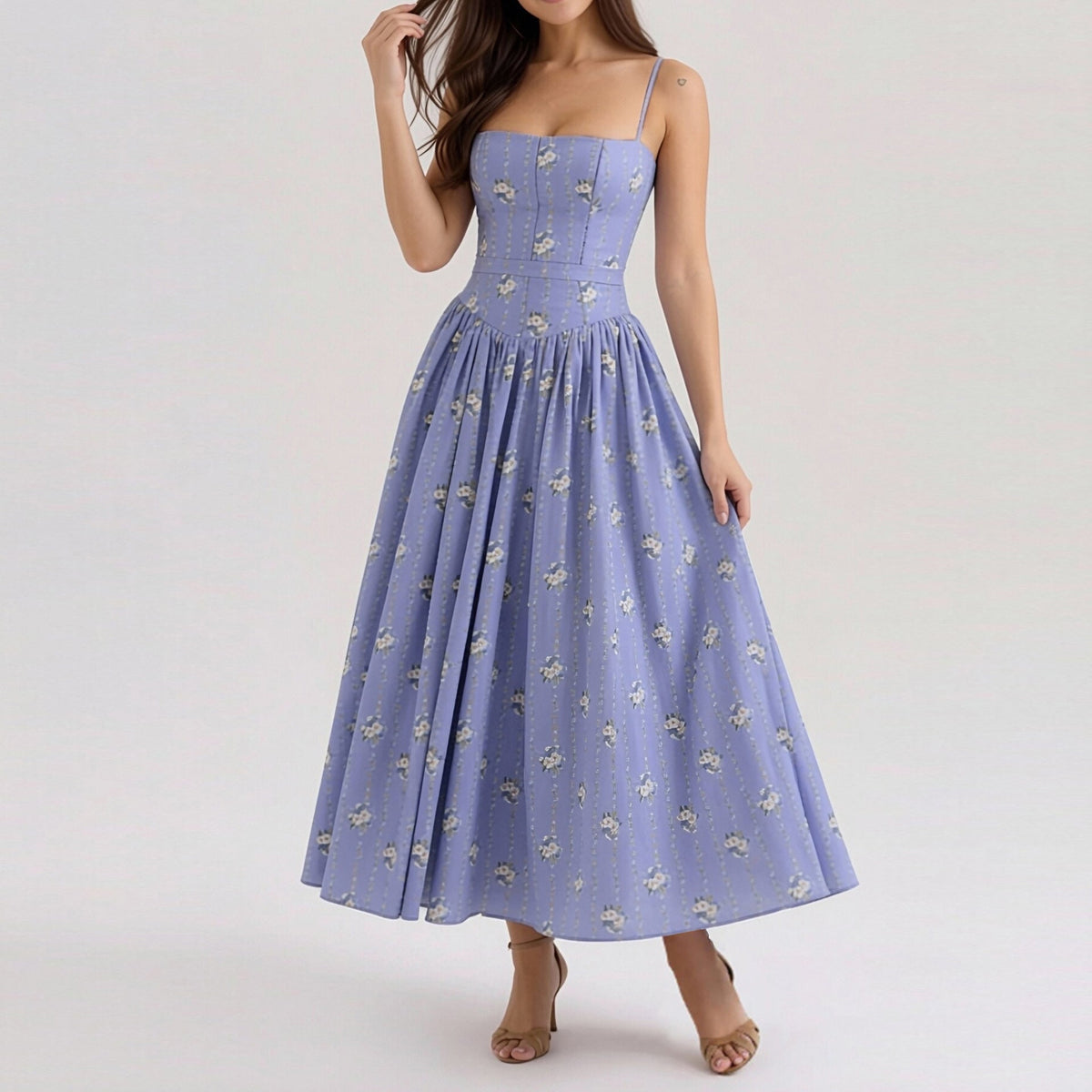 Blomstret Maxikjole Dame – Sommerkjole med Print