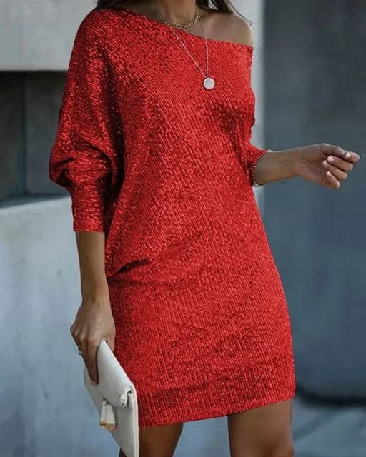 Sequin Party Dress Women – Mini Glitter Dress with Slim Fit