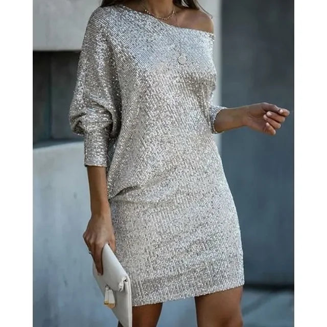 Sequin Party Dress Women – Mini Glitter Dress with Slim Fit