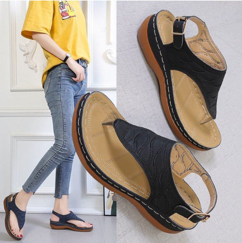 Leather Sandals Women Roman – Two-Tone Summer Sandals