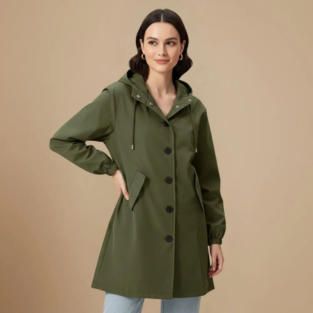 Vinterjakke Dame – Let Windjakke med Hætte – Beskyttende Komfort til Overgangsvejr