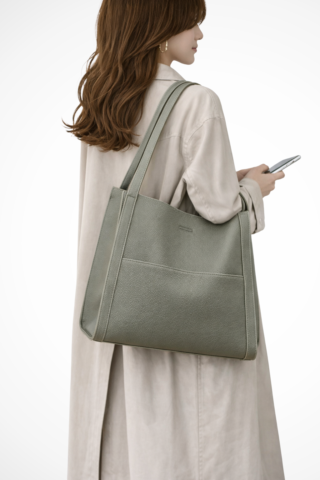 Elegant Tote Taske | Struktureret Design med Frontlomme | Bekvem Taske til Hverdag og Arbejde 4