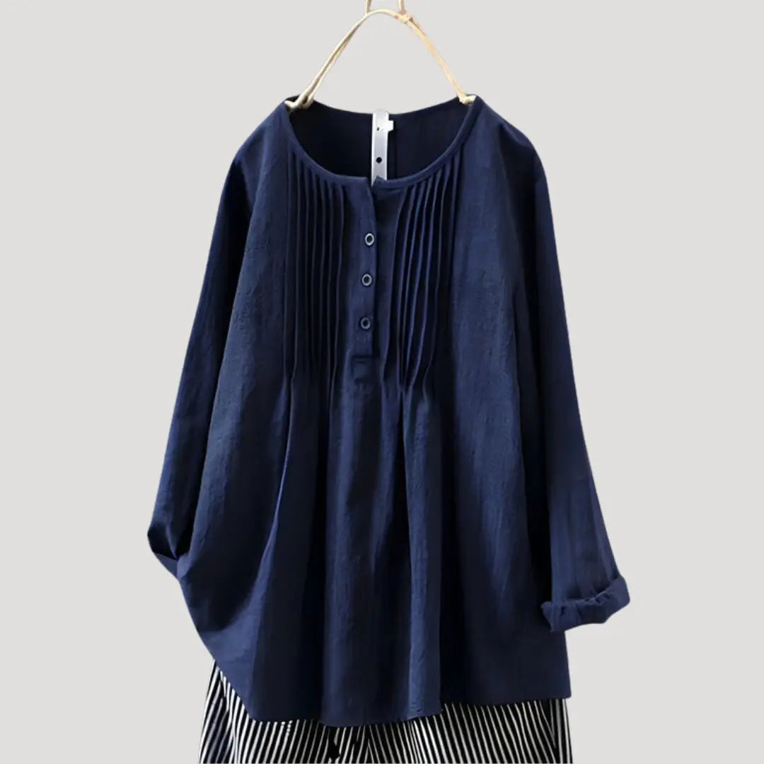 Tunikabluse til Kvinder | Plisseret Design med Lange Ærmer | Elegant og Komfortabel til Hverdag 1