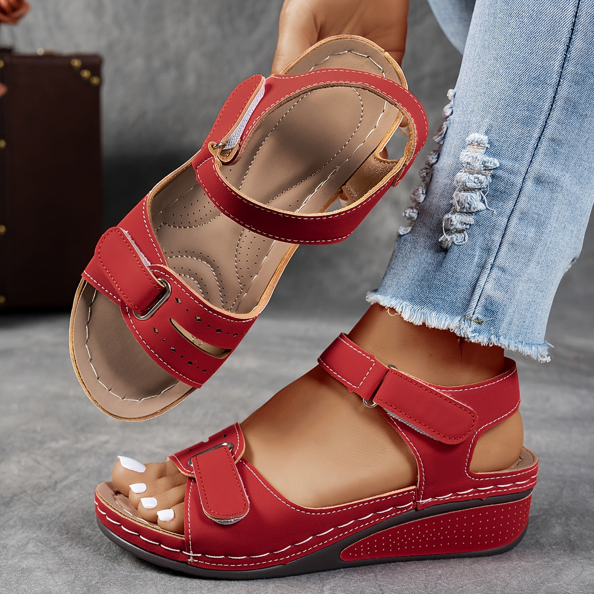 Women's Orthotic Wedge Sandals – Arch Support, Open Toe