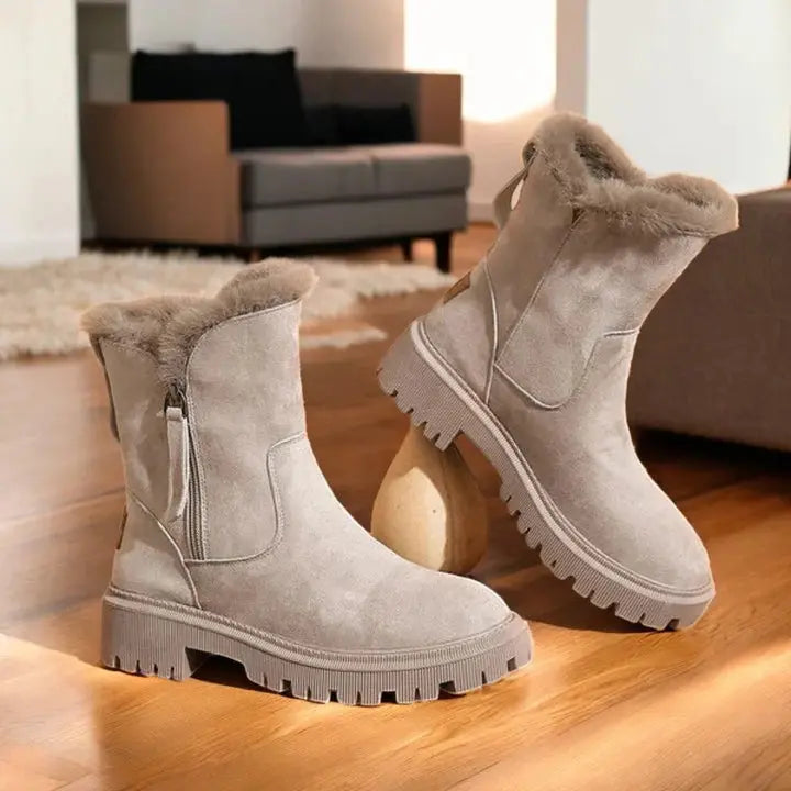 Vinterstøvler Dame | Komfortable Vinterstøvler med Pelsfor & Lynlås ? Ideelle til Kolde Dage 2