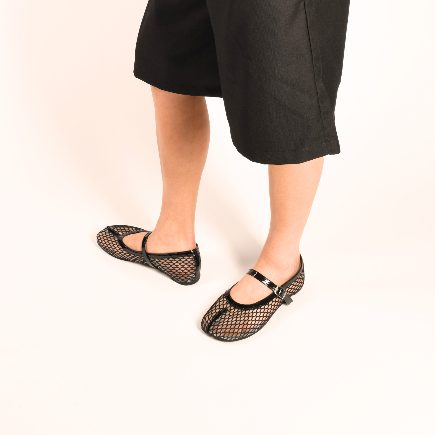 Mary Jane Ballerinaer Dame – Mesh med Rem Sort