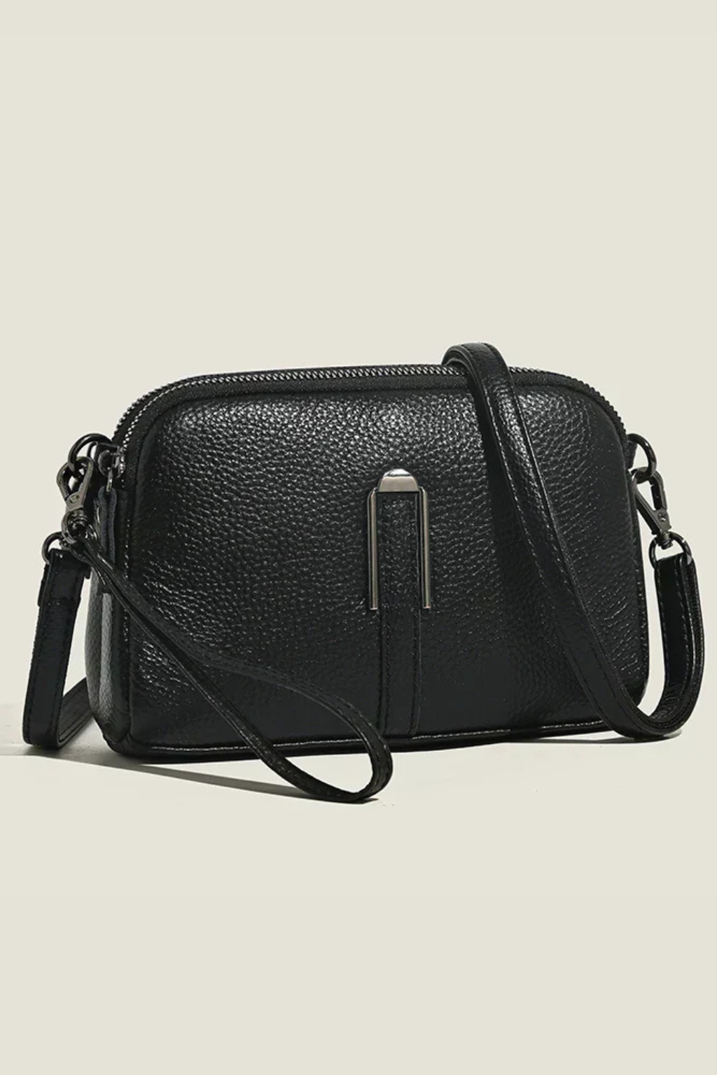 Kompakt Crossbody Taske Dame med Dobbelt Lynlås og Justerbar Rem | Ideel til Hverdagsbrug 10