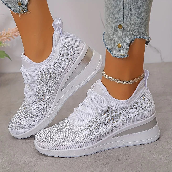 Platform Sneakers Dame Similisten – Snøre med Chunky Sål