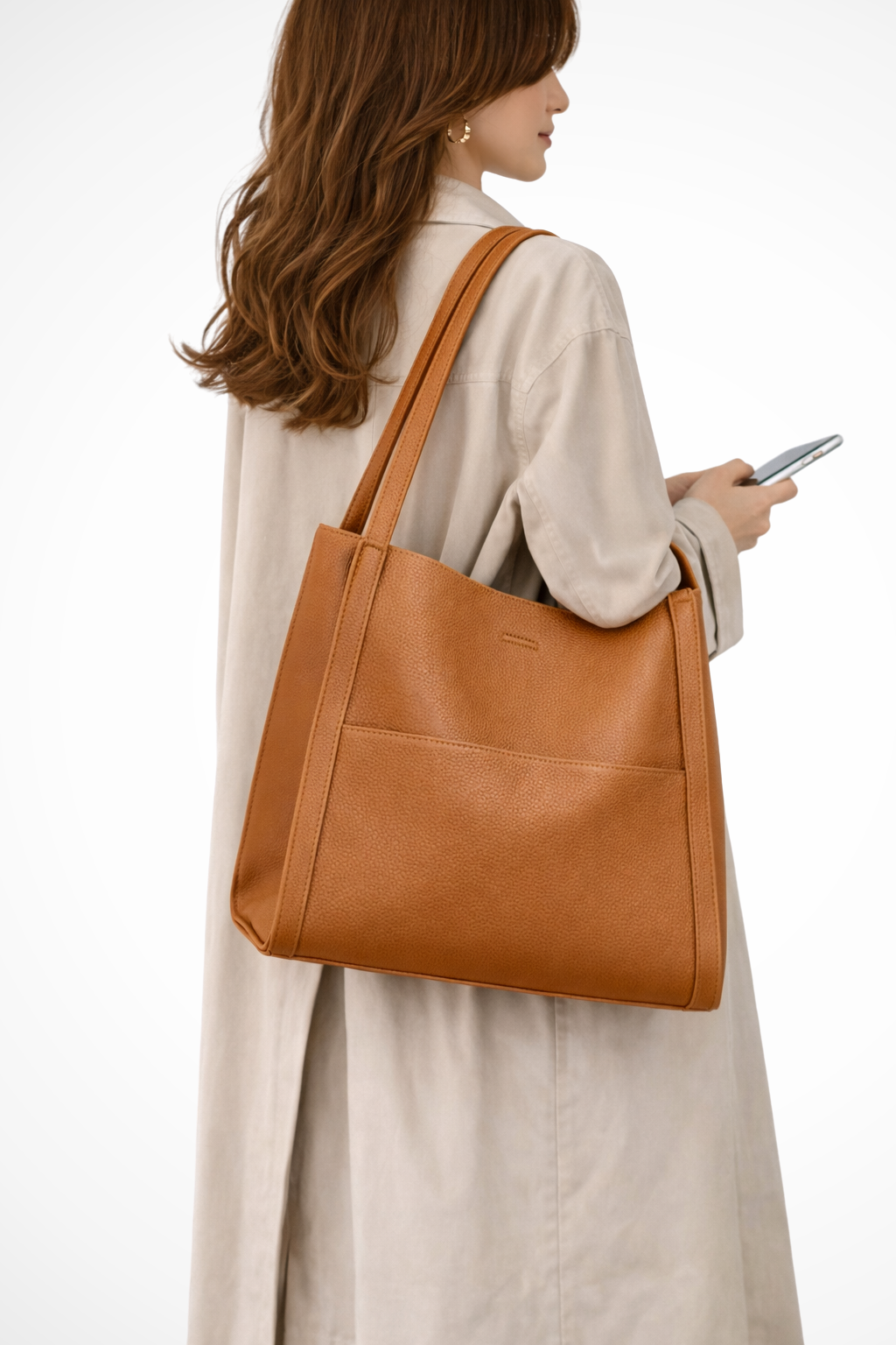 Elegant Tote Taske | Struktureret Design med Frontlomme | Bekvem Taske til Hverdag og Arbejde 7