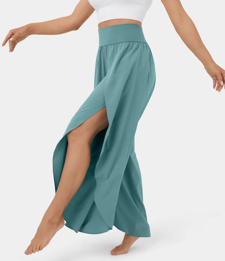 Wide Leg Pants Women High Waist – Split Hem Flowing Pants for Summer