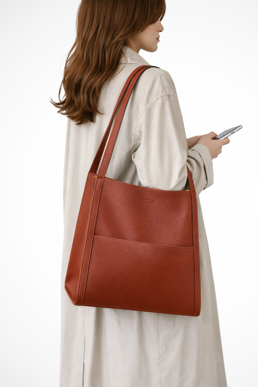 Elegant Tote Taske | Struktureret Design med Frontlomme | Bekvem Taske til Hverdag og Arbejde 1