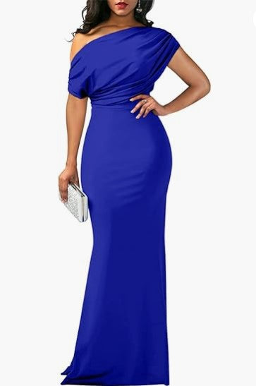 One-Shoulder Maxi Dress Women – Sleeveless Party