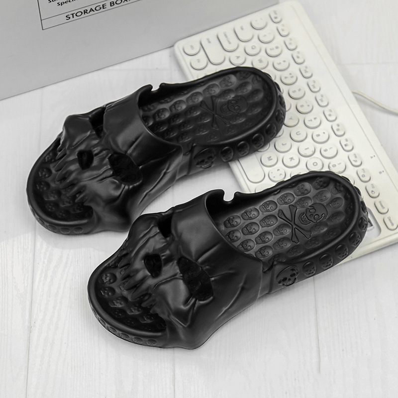 Halloween Slippers Men – Skull House Shoes with Soft Sole