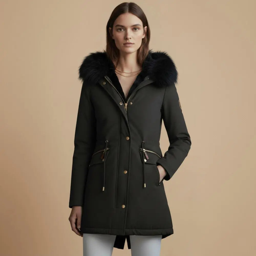 Vinterjakke Dame – Parka med Nepbont Hætte – Varm Isolerende Komfort til Vinterbrug