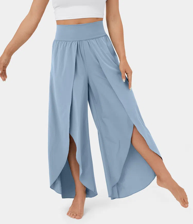 Wide Leg Pants Women High Waist – Split Hem Flowing Pants for Summer