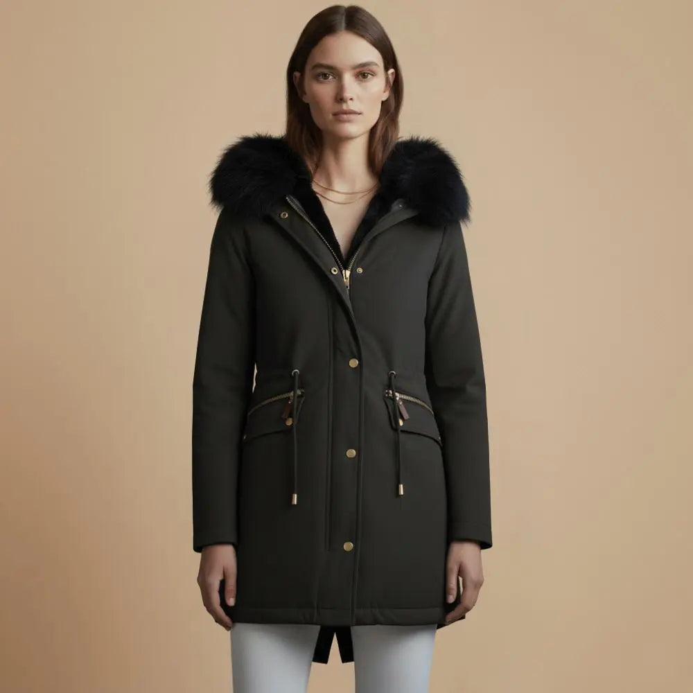 Vinterjakke Dame – Parka med Nepbont Hætte – Varm Isolerende Komfort til Vinterbrug