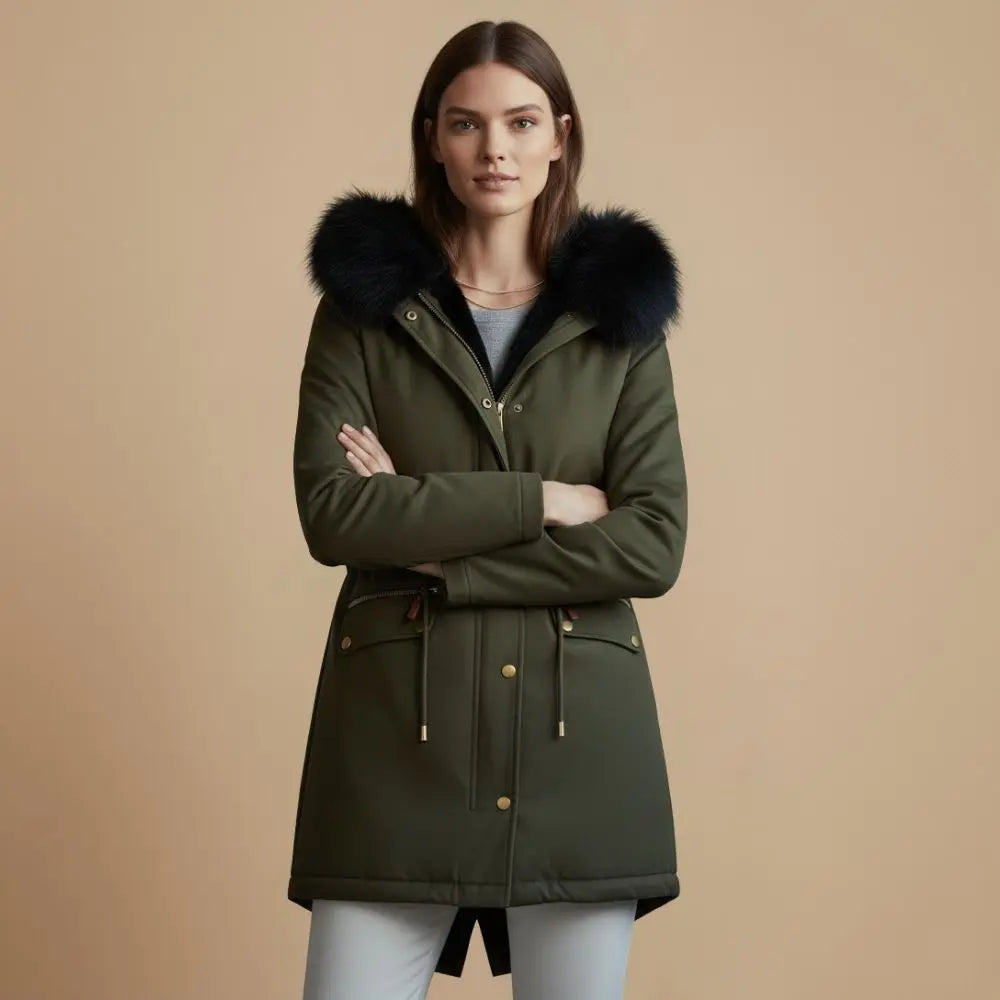 Vinterjakke Dame – Parka med Nepbont Hætte – Varm Isolerende Komfort til Vinterbrug