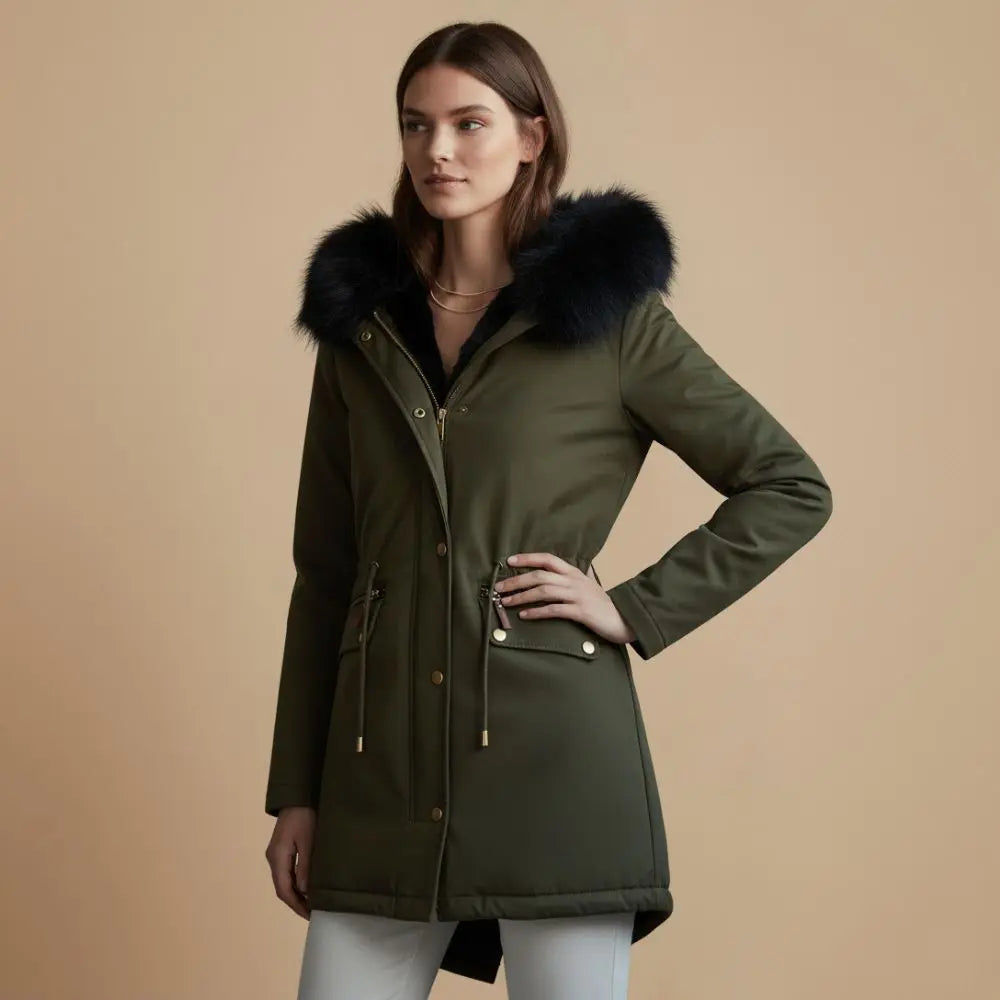 Vinterjakke Dame – Parka med Nepbont Hætte – Varm Isolerende Komfort til Vinterbrug
