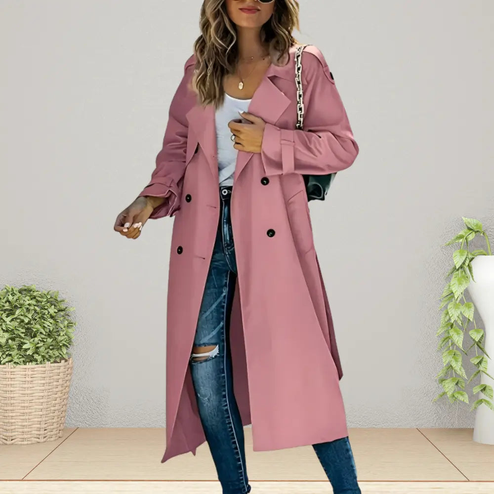 Nora Collection | Trenchcoat til Kvinder med Dobbeltradet Lukning | Klassisk Design til Forår og Efterår 3